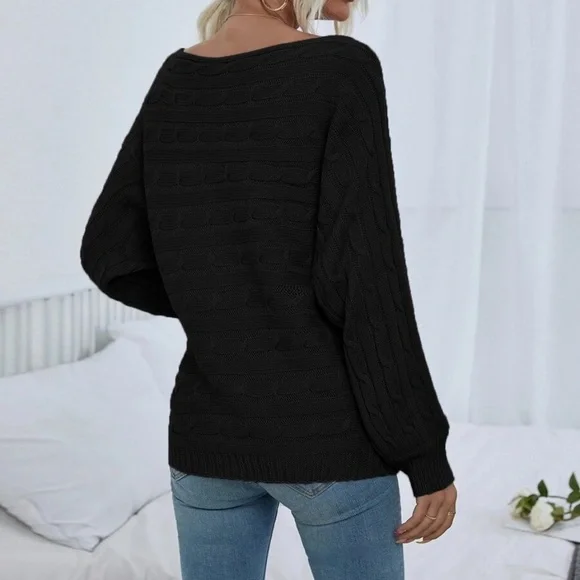 Cozy Cable Knit Oversized Sweater Top - Picture 5 of 13